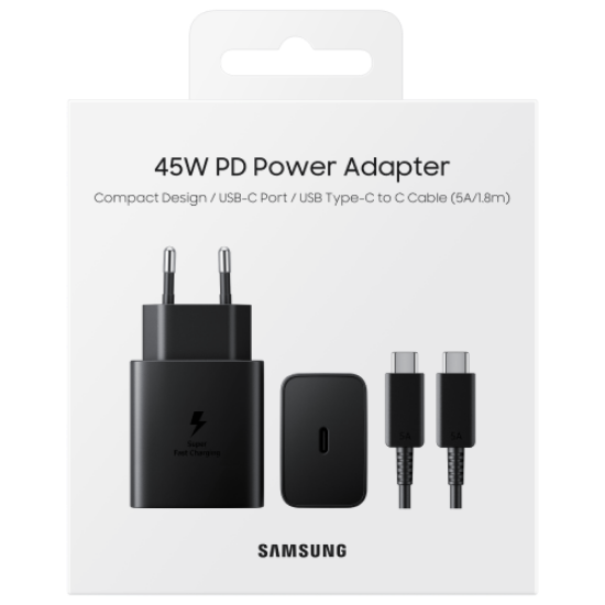 Picture of Hleðslutæki 45W USB-C Með kapli - Svart